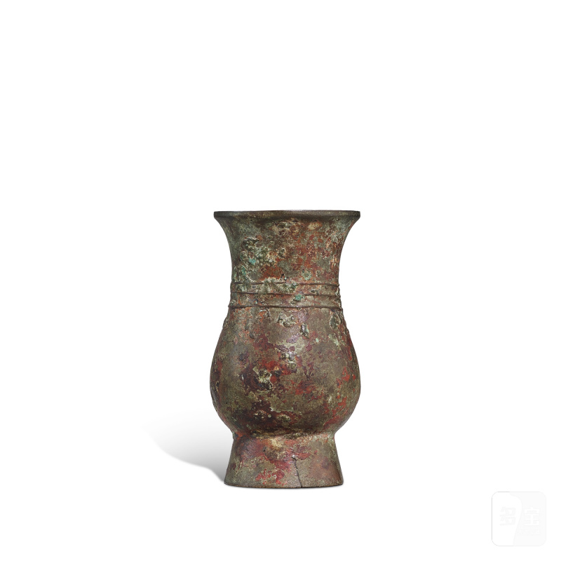 An inscribed archaic bronze ritual wine vessel, zhi, Late Shang dynasty | 商晚期 青銅辛父山觶